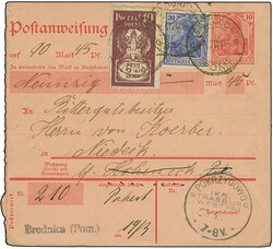 Westpreussisches Abtretungsgebiet 1920: Postanweisungsganzache ...