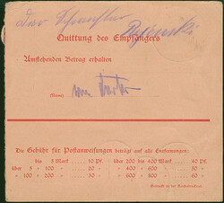 Westpreussisches Abtretungsgebiet 1920: Postanweisungsganzache ...