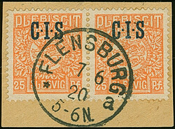 1920, CIS 25 Pfennig, waagerechte Paar, farbfrisch und gut gezähnt, ...