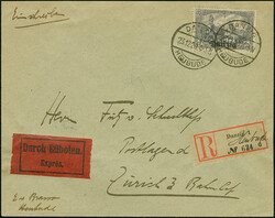 1920, 3 Mark violettschwarz, sauber mit Stempel “DANZIG HEUBUDE 23 ...