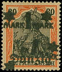 1920, Germania mit lebhaftlilagrauem Netzunterdruck, 1 Mark auf 30 ...