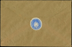 1922, Großes Staatswappen 50 Mark lilarot/gold, stehendes ...