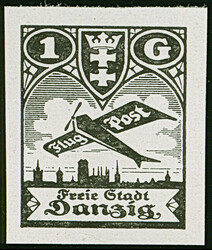 1924, Flugpost 10-40 Pfg. und 1 G. schwarz, je als ungezähnter ...