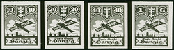 1924, Flugpost 10-40 Pfg. und 1 G. schwarz, je als ungezähnter ...