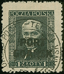 1929, 1 Zloty, senkrecht gestreift mit 16 Streifen, sauber gestempelt ...