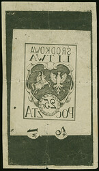 1920, Coat of arms 25 fen, large-format essay (56x127mm) printed ...