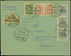 1920, Airmail double decker 5 m. with additional franking, tied by ...
