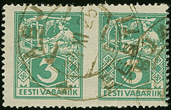 1922, Craftsmen 3mark, horizontal pair, imperforated in between,used, ...