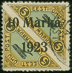 1923, Airmail 10 mark, Päevaleht perforation, used, very fine, ...