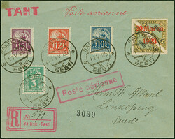 1923, Airmail 20 marka, with postmaster perforation, with additional ...