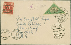 1924, Airmail 20 marka, tied by cds. "TALLINN 24 IV 33" to cover to ...