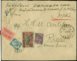 1930, Kroon-Surcharge 1 kopek, with additional franking tied by cds. ...
