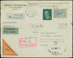 1939, Port of Tallinn 2 kopeks, with additional franking tied by cds. ...