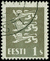 1940, Coat of arms 1 senti grey on white paper, used, fine, ...