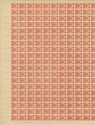 1919, Ear of corn 10 kopek red, imperforated, complete sheet on map ...