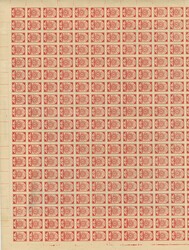 1919, Ear of corn 10 kopek red, imperforated, complete sheet on map ...