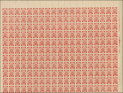 1919, Ear of corn 10 kopek red, imperforated, complete sheet on map ...