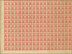1919, Ear of corn 10 kopek red, imperforated, complete sheet on map ...