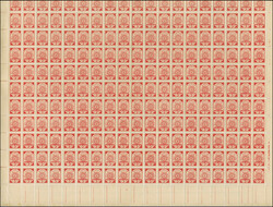 1919, Ear of corn 10 kopek red, perforated, complete sheet on map Q19 ...