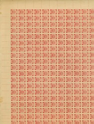 1919, Ear of corn 10 kopek red, imperforated, complete sheet on map ...