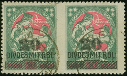 1931, 20 rubel on 50 kopeks, horizontal pair, imperforated vertically ...