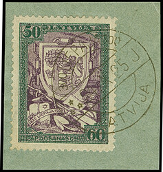 1925, Tercentenary of Liepaja 50 santimi perforated, from position 19 ...
