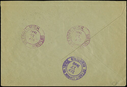 1927, Coat of arms 30 santimi blue, horizontal pair from the upper ...