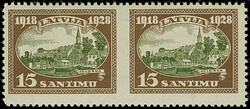 1928, 10th Anniversary of Independence 6 santimi gray-green/lilac and ...