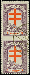 1930, Anti-Tuberculosis 1+2 santimi violett/red, vertical pair, ...