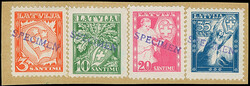 1934, New Constitution 3 and 10-35 santimi, with small handstamp ...