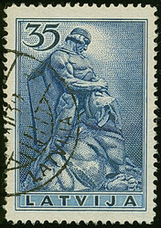 1937, Independence Monuments 35 santimi dark blue, inverted watermark ...