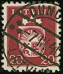 1940, Coat of arms 20 santimi lilac-carmine, without watermark, used, ...