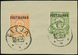 1919, Stempelmarka with violet overprint “PASTMARKA” 15-30 kap., ...