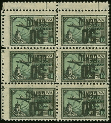 1922, New Currency surcharge Airmail 50 centu and 10 auksinas ...
