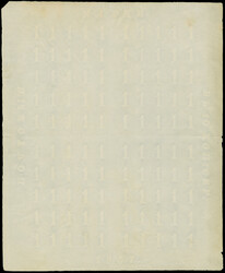 1857, "1" watermark proof, complete sheet of 100, comprising 4 panes ...