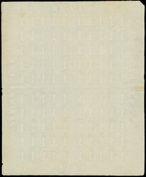 1857, "1" watermark proof, complete sheet of 100, comprising 4 panes ...