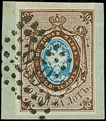 LIBAU (Latvia): 10 kopeck brown & blue, good to large margins, tied ...