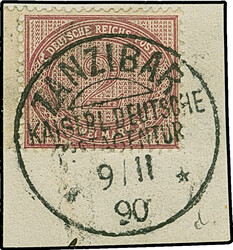 2 M. dunkelrotkarmin, farbfrisch und gut gezähnt mit zentrisch ...