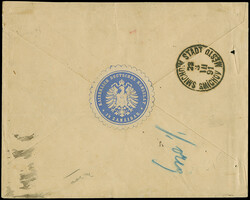 10 Pfg., 2 Einzelstücke und senkrechtes Paar, mit Stempel "ZANZIBAR ...