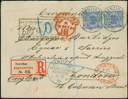 20 Pfg. im senkrechten Paar, mit klar auf-und nebengesetztem ...