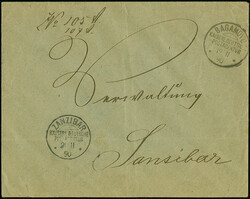 "ZANZIBAR 21/11 90", sauber als vorderseitiger Ankunftsstempel ...