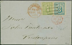 4 Sch. grünoliv und 3 Sch. preußischblau, beide farbfrisch, je ...