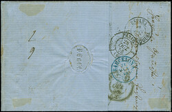 3 Ngr. auf gelb im waagerechten Paar und 2 Einzelwerte ½ Ngr. auf ...