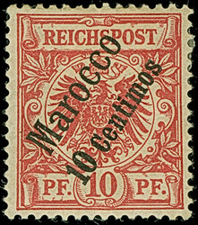 1899, 10 C. auf 10 Pfg. dunkelrosarot (lechaftocker quarzend), ...