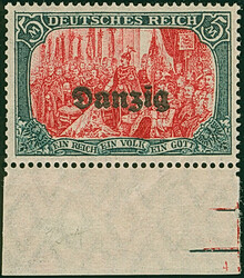 1920, 5 Mark grünschwarz/lebhaftlilarot mit 26:17 Zähnungslöchern, ...