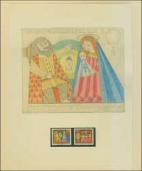 1972, Weihnachtsmarke 30 Pfg. als Entwurf, 24 farbige Skizzen im ...