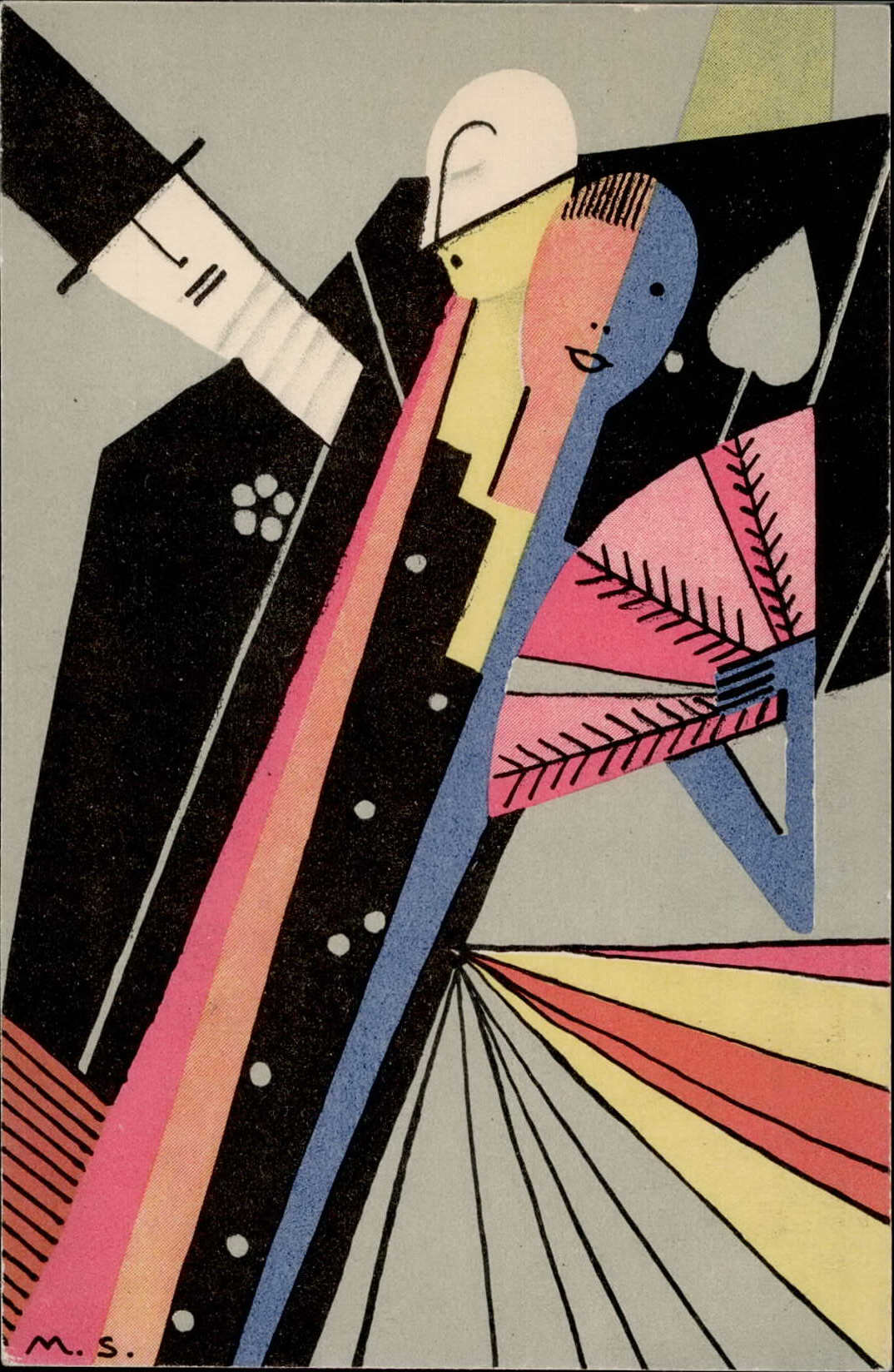 Wiener Werkstätte Werbe-AK Faschings-Kostüme Stoffe sign. MS I-II  ...