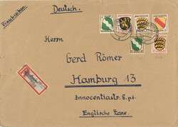 FZ Allgemeine Ausgabe 10 Pf MiF auf R-Brief, rs. Öffnungsmängel, ...