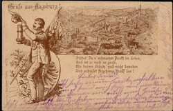 Vorläufer Augsburg, Verlag Scheiner Nr. 61, spät gelaufen 1914 II ...