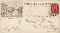 Torino (Italien) Vorläufer 1896, Mini-AK (14cm x 7,7cm), Hotel de la ...